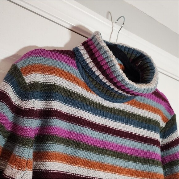 Seasalt Cornwell Braque Wool Colorful Striped Heavyweight Turtleneck Sweater L - Picture 2 of 5